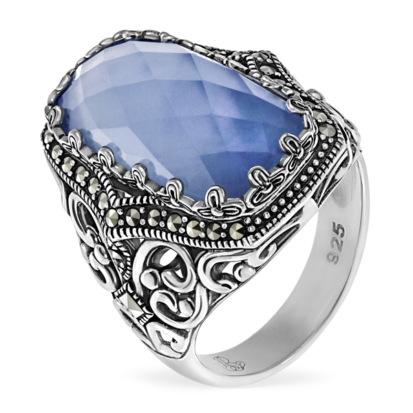Кольцо, серебро, микс полудрагоценных камней, TJR599